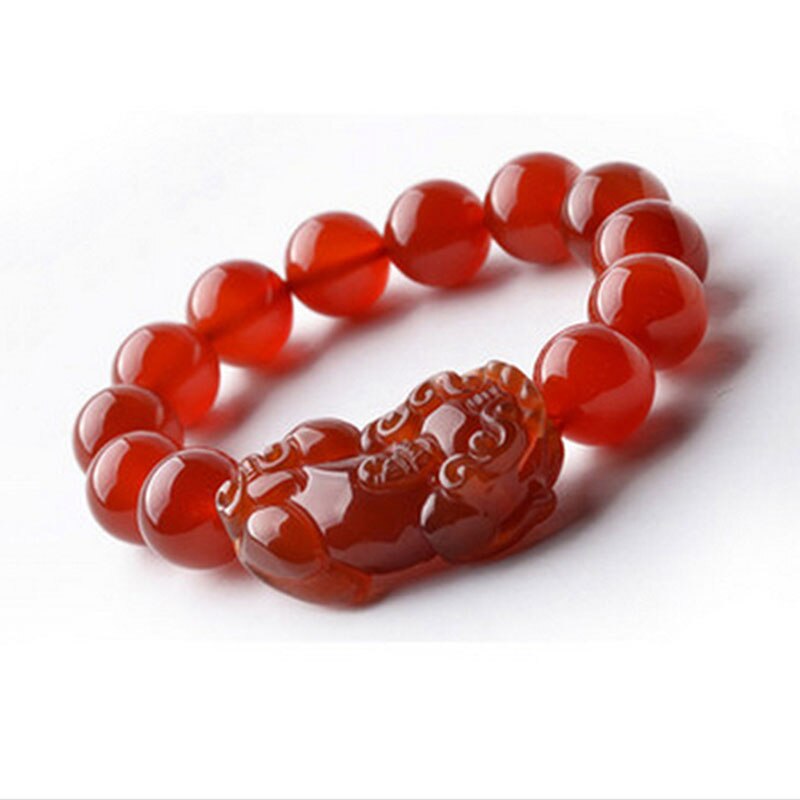 Natural Red Agate 10MM 14MM Round Beads Bracelet For Women Lucky Brave