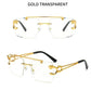 Newest Gradient Sunglasses Fashion Wood and Metal Frameless