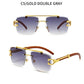 Newest Gradient Sunglasses Fashion Wood and Metal Frameless