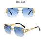 Newest Gradient Sunglasses Fashion Wood and Metal Frameless
