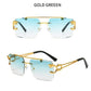 Newest Gradient Sunglasses Fashion Wood and Metal Frameless