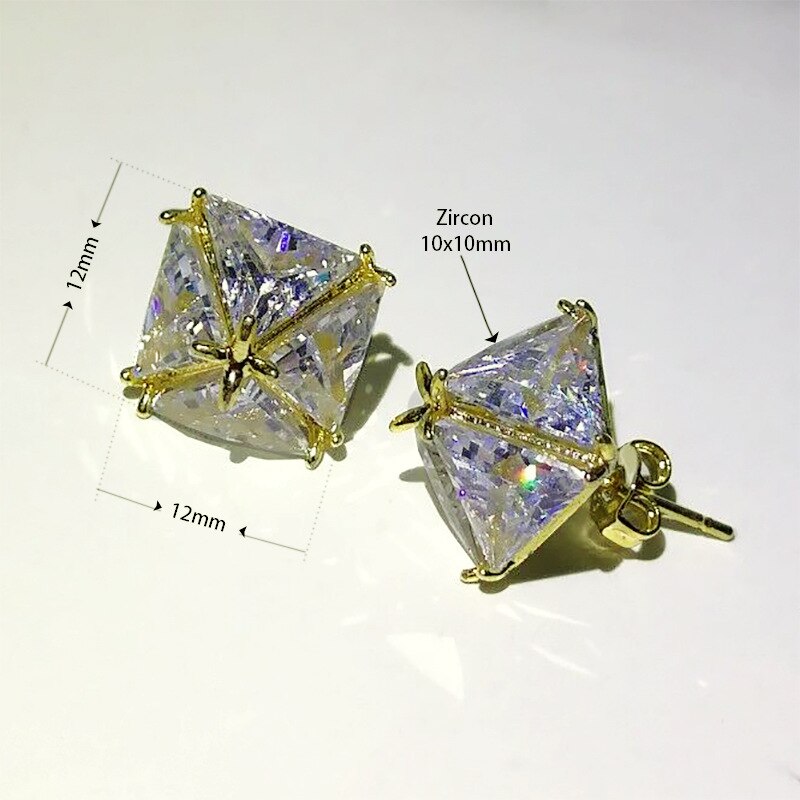 Luxury Zircon Earrings Yellow Gold with GREEN emerald stone Color