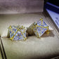 Luxury Zircon Earrings Yellow Gold with GREEN emerald stone Color
