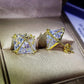 Luxury Zircon Earrings Yellow Gold with GREEN emerald stone Color