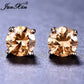 Rainbow Fire Crystal Stone Round Earrings Rose Gold Mystic Red Blue