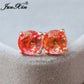 Rainbow Fire Crystal Stone Round Earrings Rose Gold Mystic Red Blue