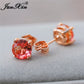 Rainbow Fire Crystal Stone Round Earrings Rose Gold Mystic Red Blue