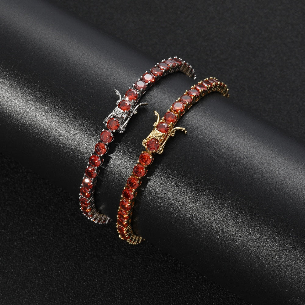 4MM TENNIS BRACELET Deep Red