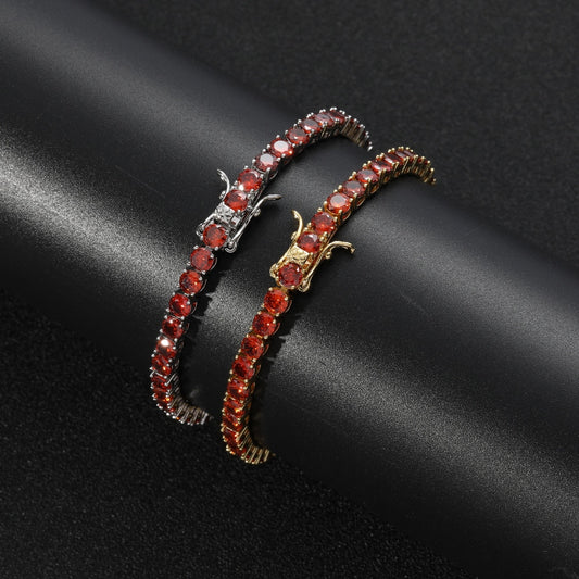 4MM TENNIS BRACELET Deep Red