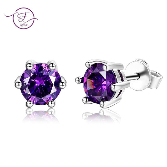 Simple Style Amethyst Stud Earrings