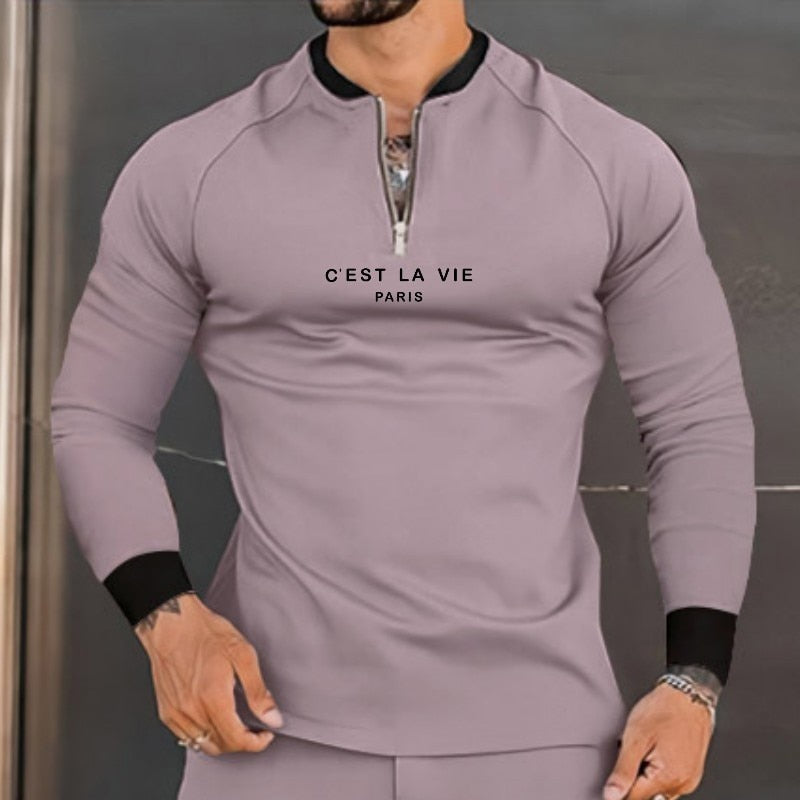 Long Sleeve Mens Pure Color Shirt