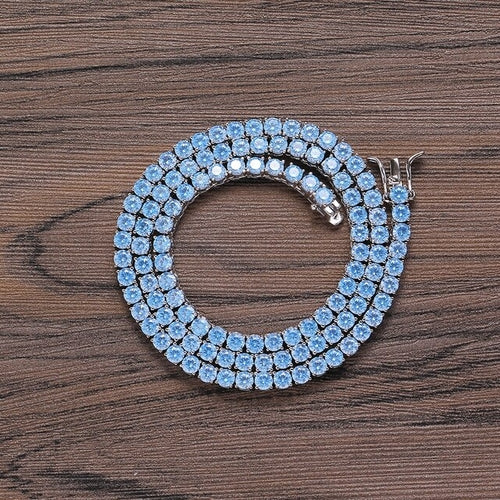 4MM TENNIS CHAIN Rich Aqua Blue COPPER