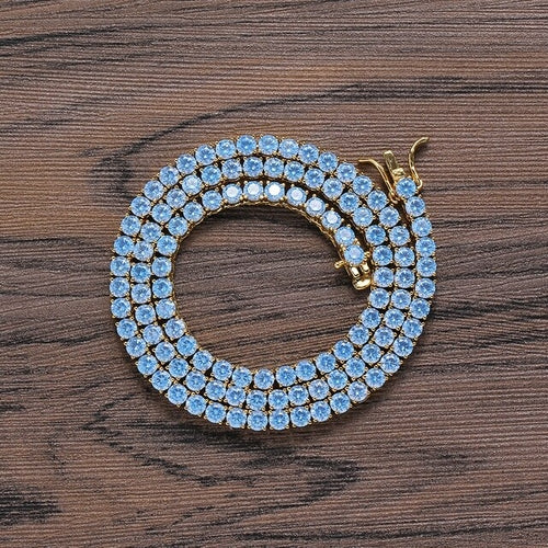 4MM TENNIS CHAIN Rich Aqua Blue COPPER