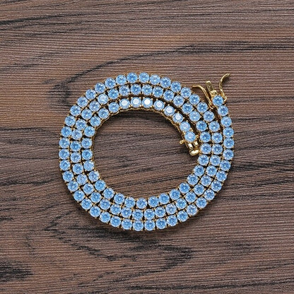 4MM TENNIS CHAIN Rich Aqua Blue COPPER