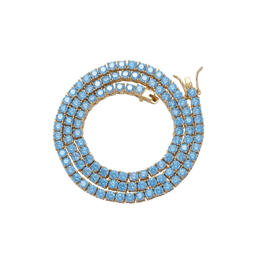 4MM TENNIS CHAIN Rich Aqua Blue COPPER
