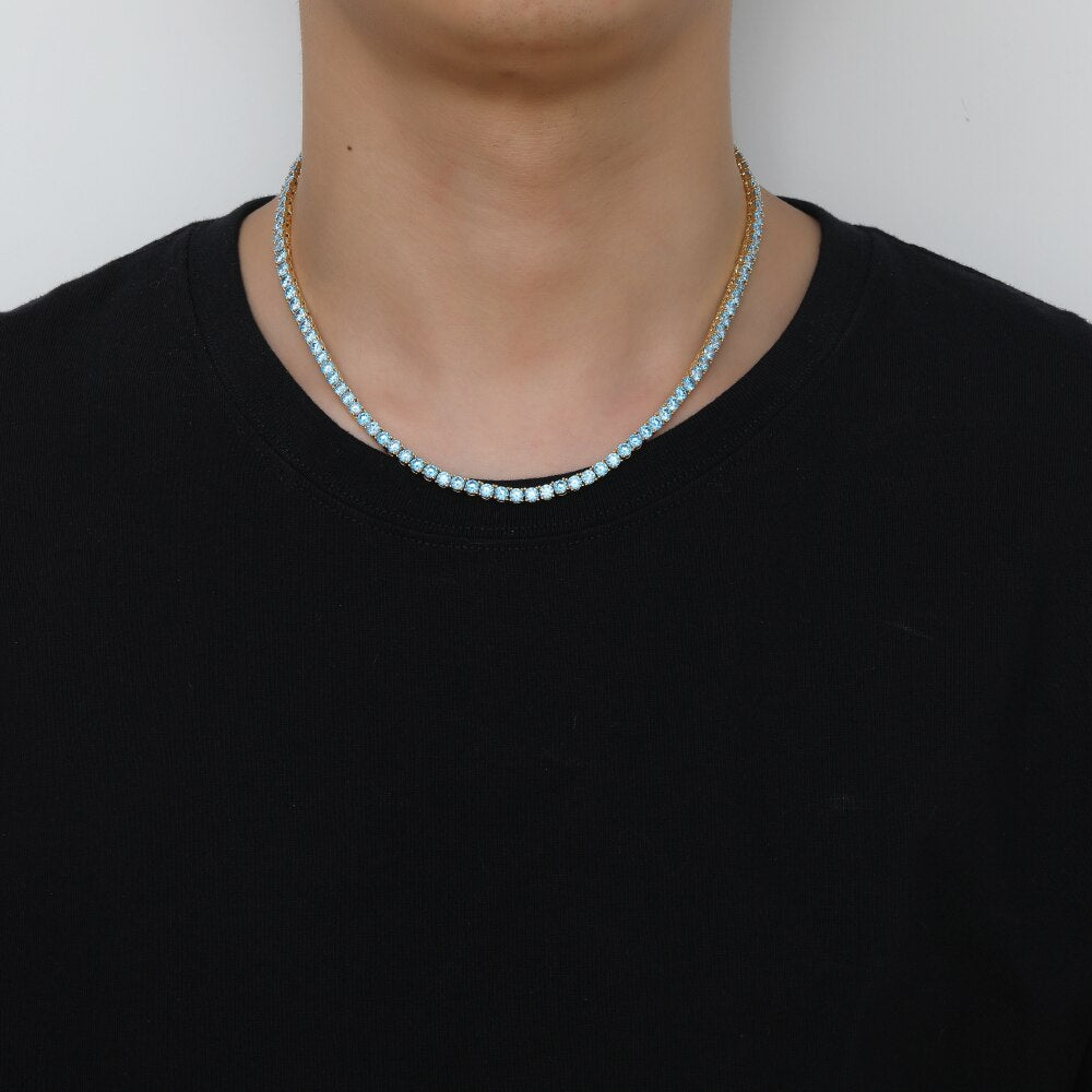 4MM TENNIS CHAIN Rich Aqua Blue COPPER