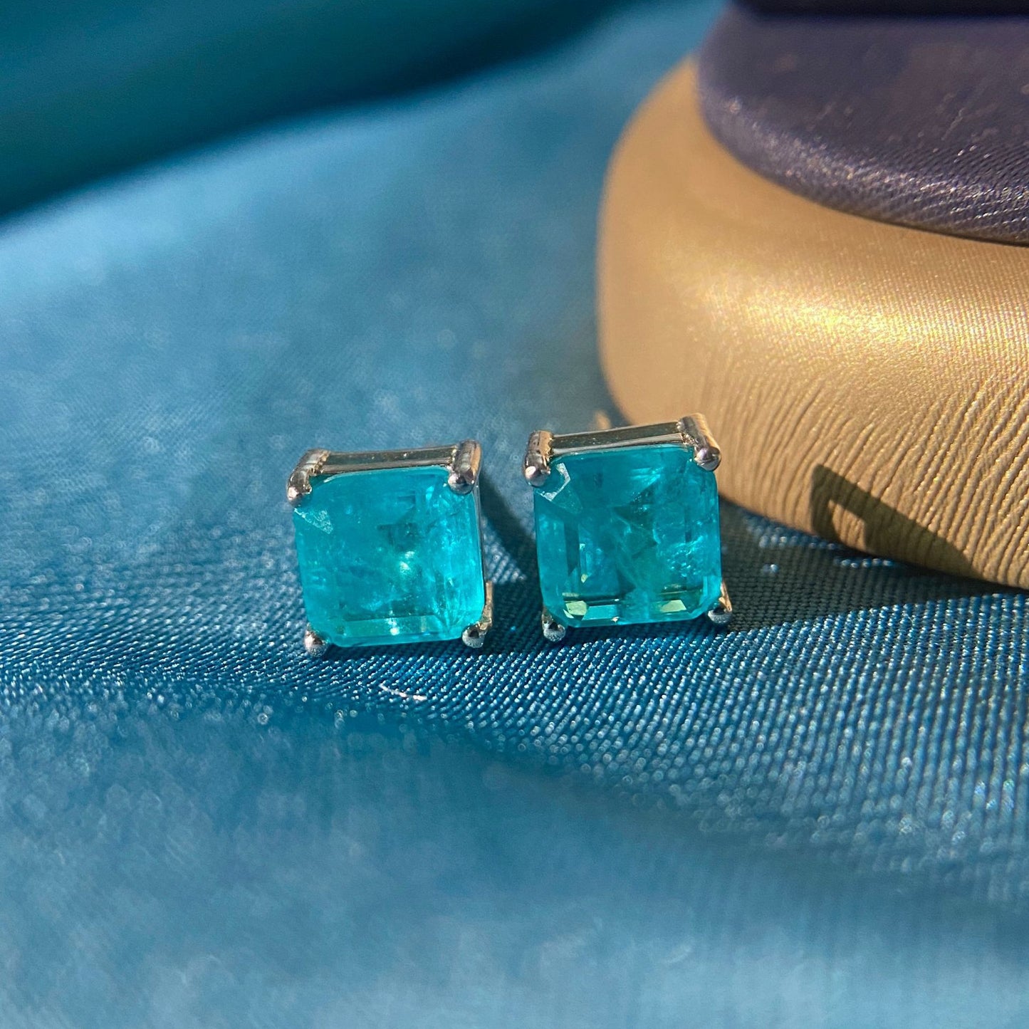 Vintage 100% 925 Silver Paraiba Tourmaline Gemstone Birthstone Ear