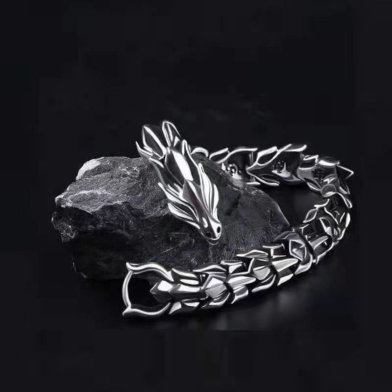 Vintage Mens Jewellery Hip Hop Punk Head Dragon Lin Bracelet Retro