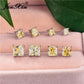 Vintage Yellow Crystal Princess Square Stud Earrings Geometric Zircon