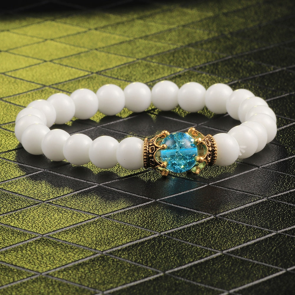 White Natural Stone Crown Bracelet