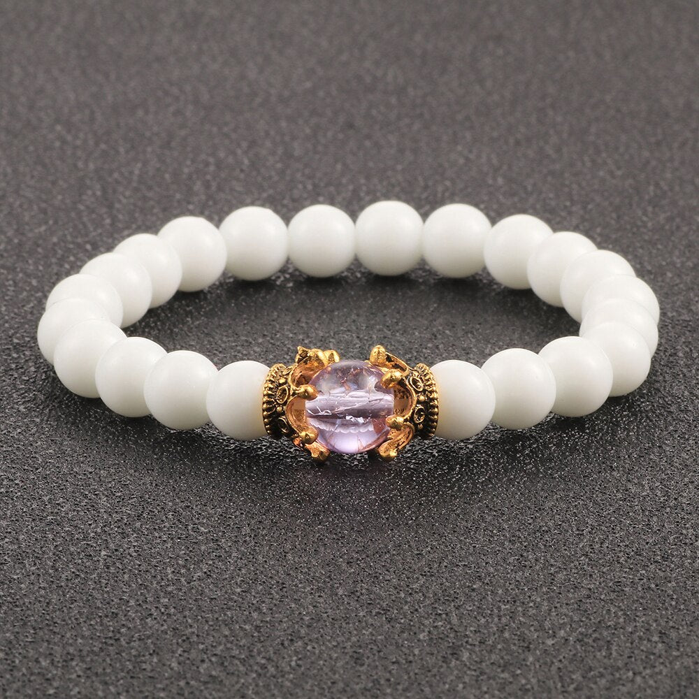 White Natural Stone Crown Bracelet