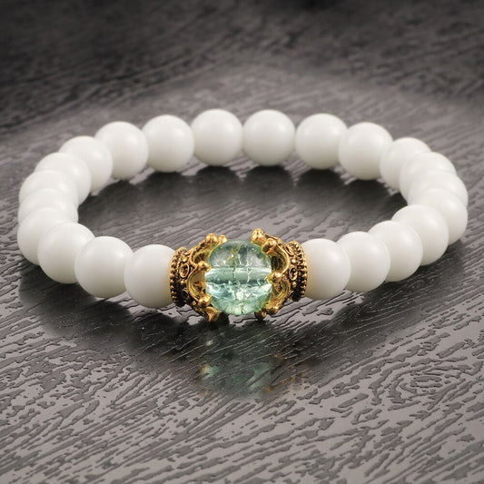 White Natural Stone Crown Bracelet