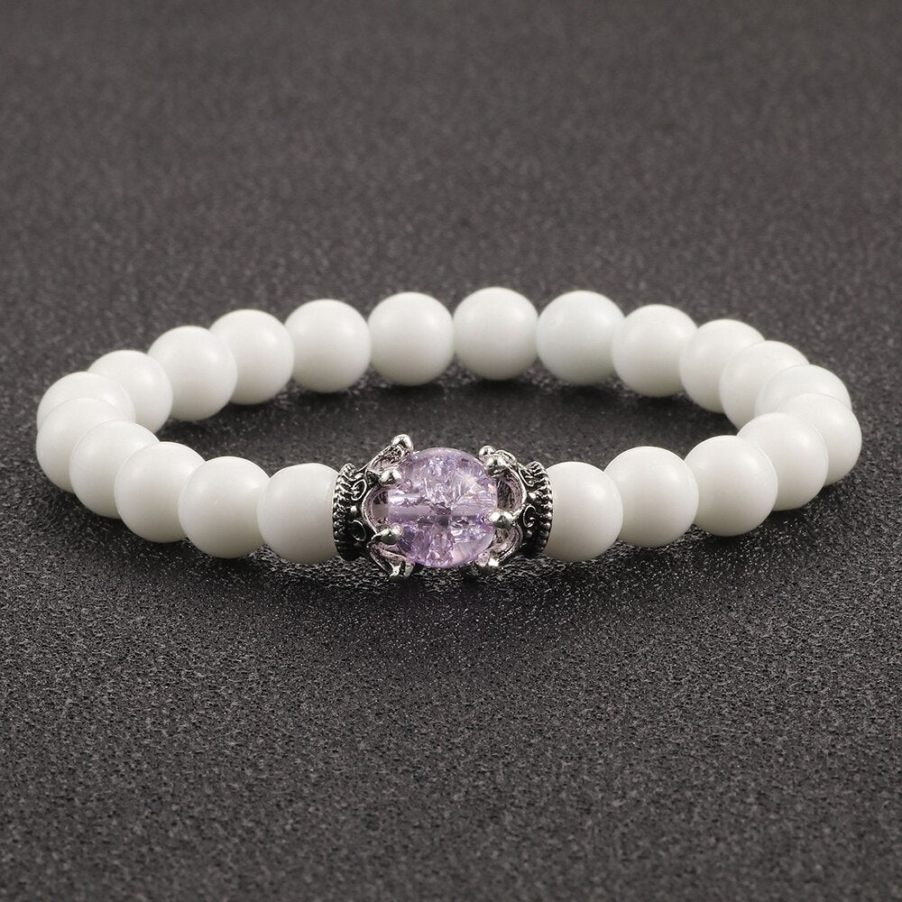 White Natural Stone Crown Bracelet