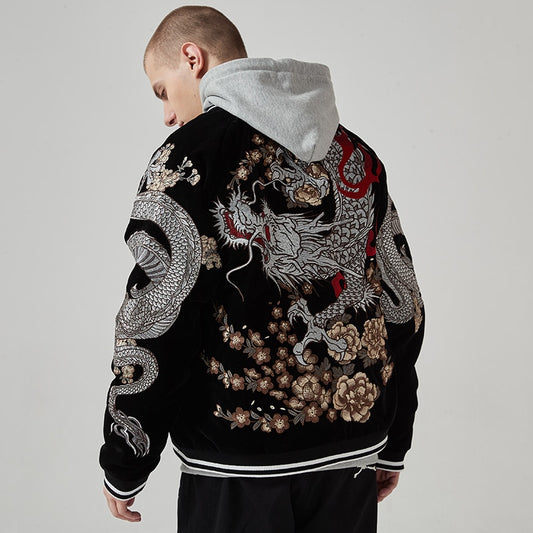 Winter 2022 New Embroidery Dragon And Phoenix Jacket Chinese Style