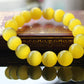 Yellow Cat Eye's Beads Bracelets Natural Stones Elastic Line Bracelet