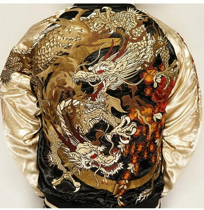 Yokosuka Embroidered Double Sided Jacket Moonlight Dragon Peony Cherry