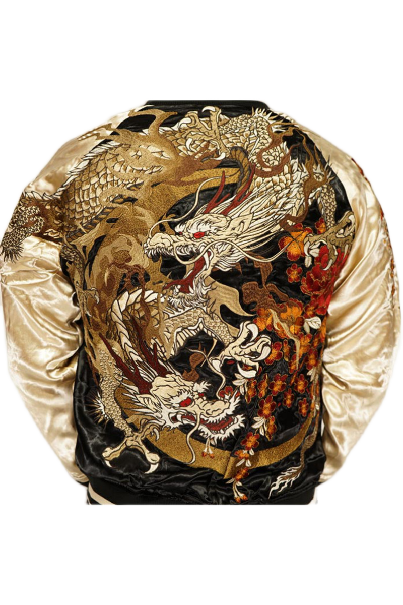 Yokosuka Embroidered Double Sided Jacket Moonlight Dragon Peony Cherry