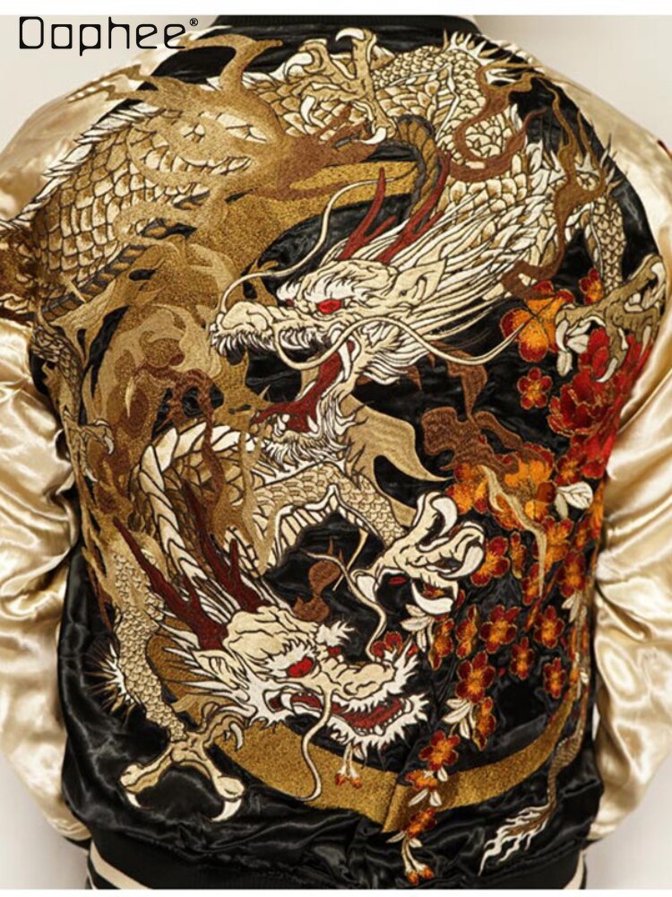 Yokosuka Embroidered Double Sided Jacket Moonlight Dragon Peony Cherry