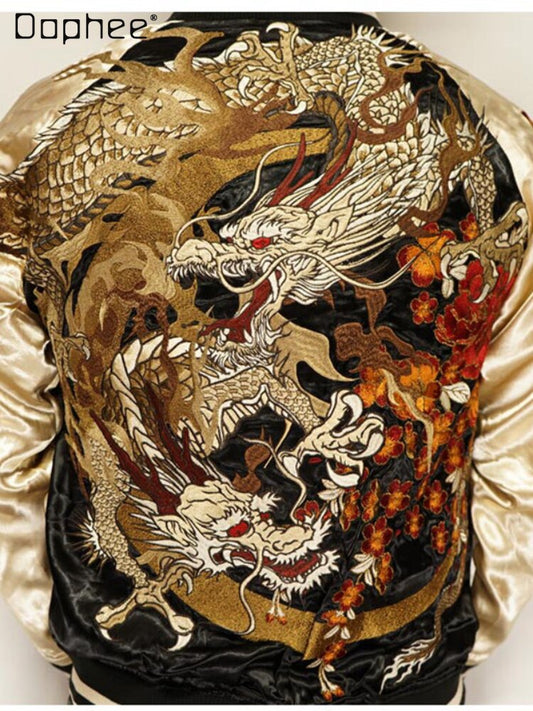 Yokosuka Embroidered Double Sided Jacket Moonlight Dragon Peony Cherry