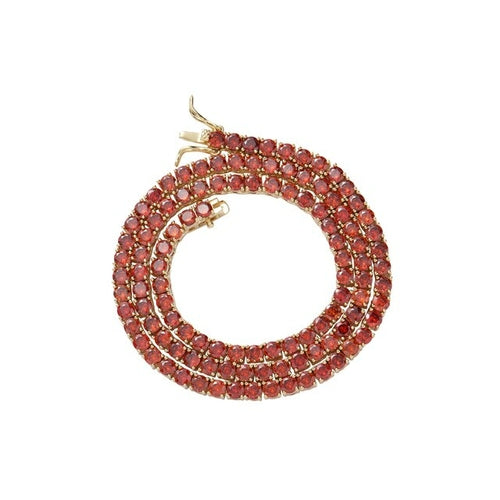 4MM TENNIS CHAIN Ruby Red BRASS by TUNKALL