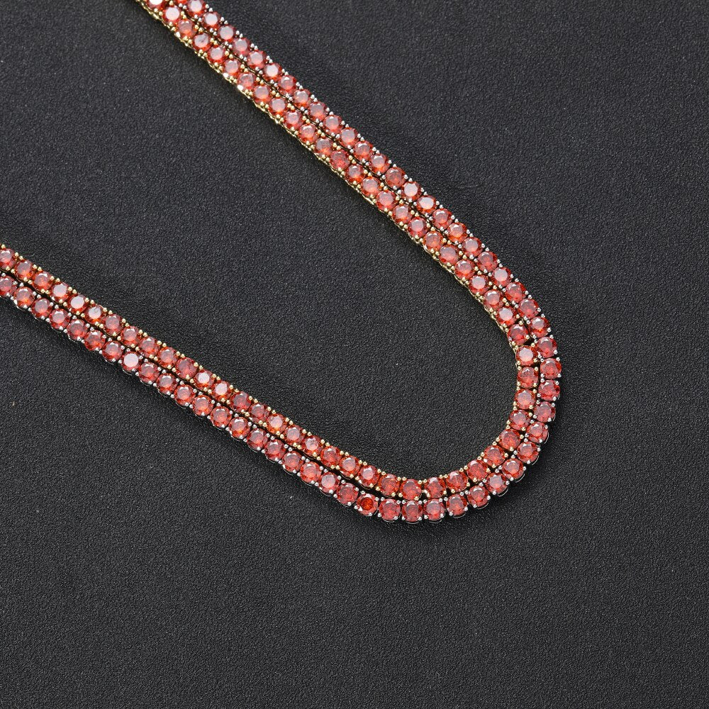 4MM TENNIS CHAIN Ruby Red BRASS by TUNKALL