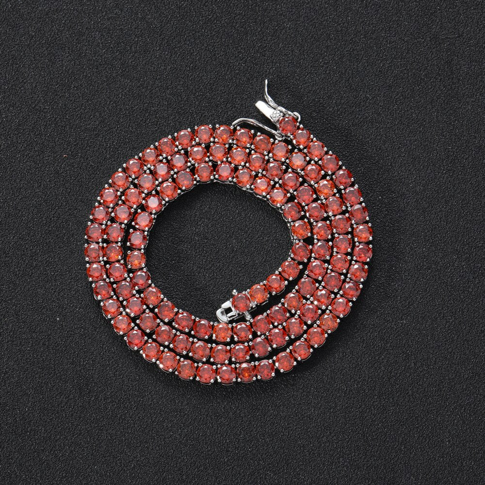 4MM TENNIS CHAIN Ruby Red BRASS by TUNKALL