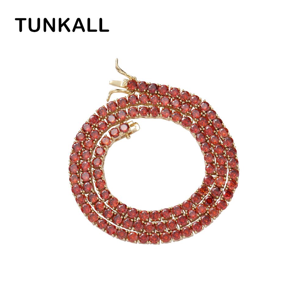 4MM TENNIS CHAIN Ruby Red BRASS by TUNKALL